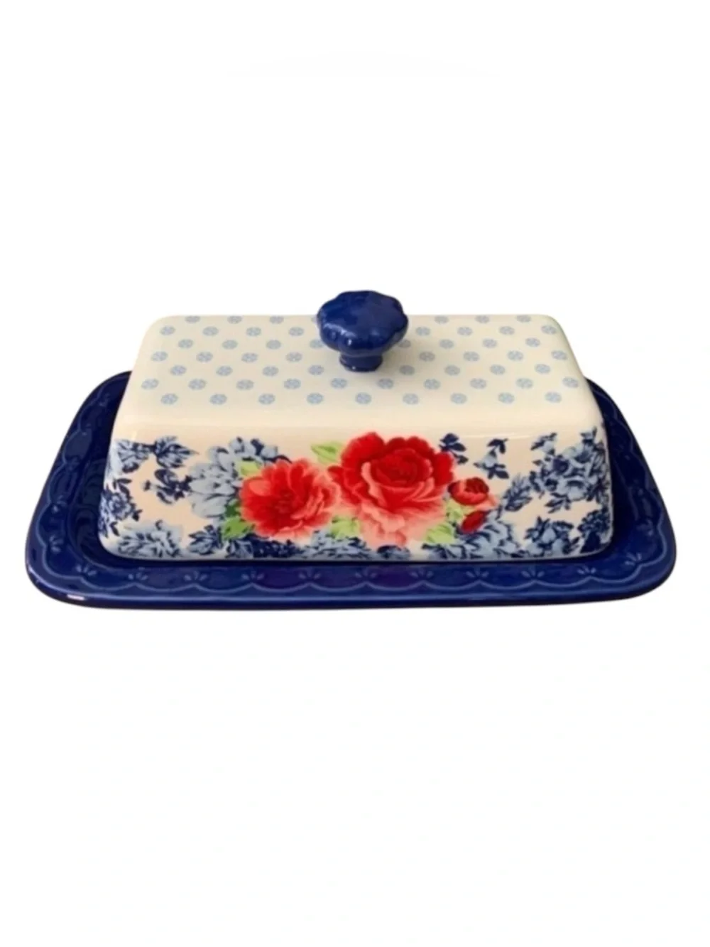 Pioneer Woman Frontier Rose Floral Stoneware Butter Dish